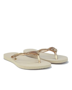 Women's Havaianas Slim Metal Mesh Flip Flops in Sand