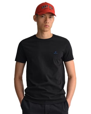Gant | Mens Crew Neck T-Shirt Contrast Logo - Black