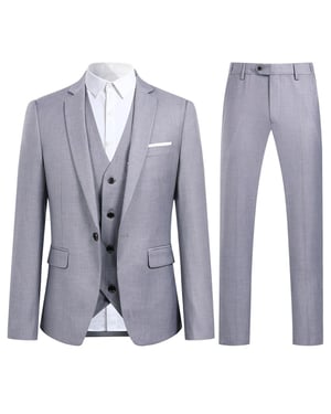 3-delad Slim Fit One Button Fashion Grå Kostym
