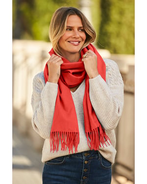 Red Super Soft Wool & Cashmere Blend Scarf