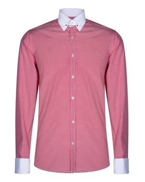 Mens Club Collar Röd Skjorta 1920-tal Peaky Blinders Med Bar Poplin Pin Smart Casual