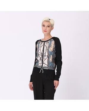 Cardigan med tryck framtill