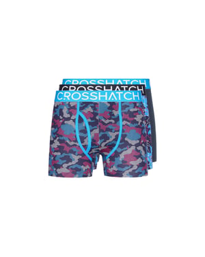 Crosshatch Heren Linamo MVE Open Fly Boxershorts (Set van 3) (Blauw)