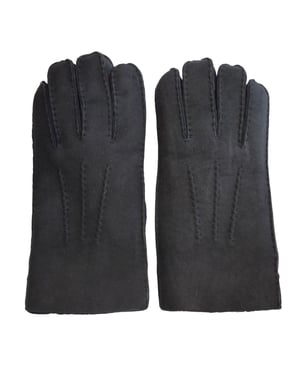Mens Black Luxury Sheepskin Suede Leather Gloves