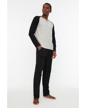 Trendyol Herrar Raglanärmad Crew neck Pyjamas Set