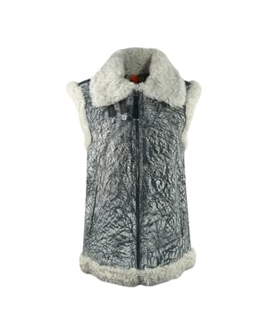 Parajumpers Sax Shearling Nine Iron Grey Leather Gilet