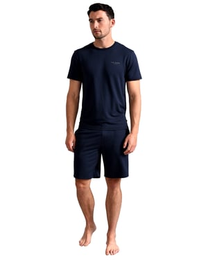 Ted Baker Pyjama Shorts | Mens Casual Lounge Wear Pyjama Bottoms with Pockets - Navy