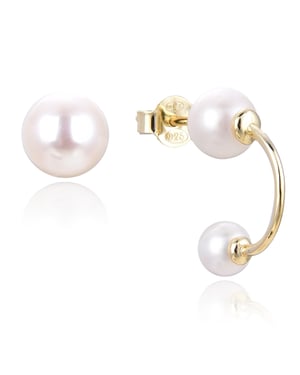 Gena.paris 'Asymmetrische' Dames 925 Sterling Zilveren Oorbellen - Goud GBO1533-Y
