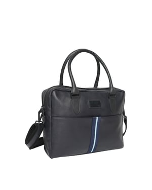 Barneys Originals Striped Leather Laptop Bag