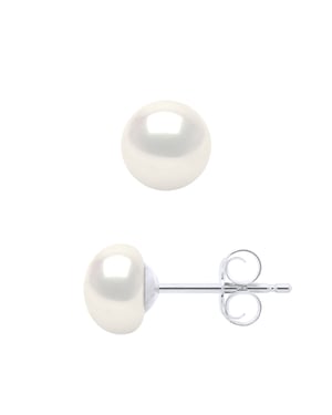 Oorbellen Zilver 925 Echte Gekweekte Zoetwater Parelknoppen 6-7 mm