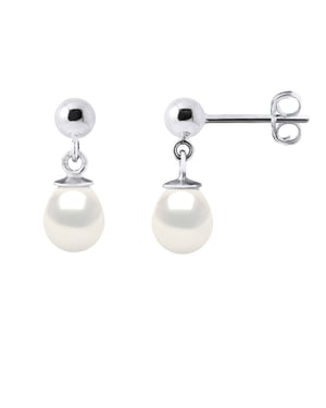 Bengelen oorbellen Gekweekte parels Zoetwater 6-7mm White White Gold