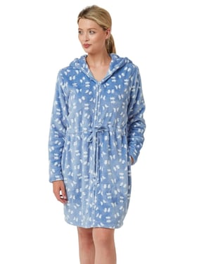 Snowflake Fleece Hooded Robe