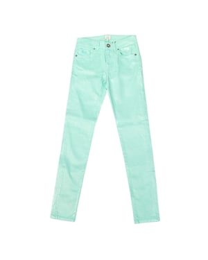 Shiny stretch pants with skinny-cut hems JWT010 woman