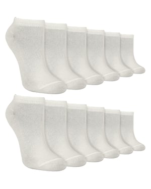 12 Pairs Kids Trainer Socks | Anti Blister Ankle White Bamboo Socks for Boys - White