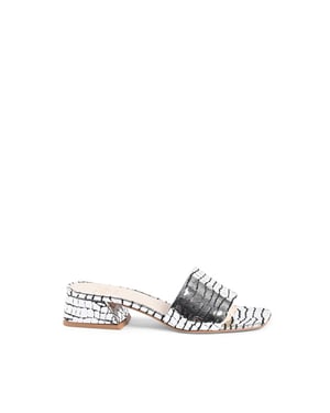 19V69 Italia Womens Sandal Silver NEPER PITONE STAMP NERO ARGENTO