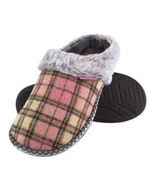 Dunlop - Dames Schattige Gezellige Pluche Geheugenfoam Gebreide Slippers Met Open Hak Muiltjes