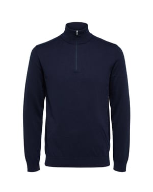 SELECTED HOMME gemêleerde fijngebreide schipperstrui SLHBERG navy blazer