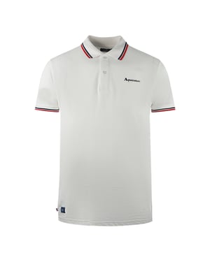 Aquascutum Twin Tipped Collar Brand Logo White Polo Shirt
