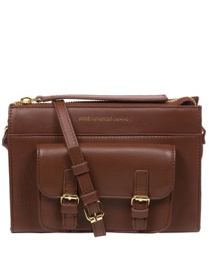 'Monica' Dark Tan Nappa Leather Cross Body Bag