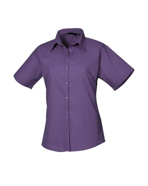 Premier Dames/Dames Popeline Blouse met Korte Mouwen (Paars)