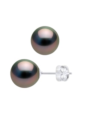 Oorbellen Studs Tahitian parels rond 8-9 mm captive White Gold