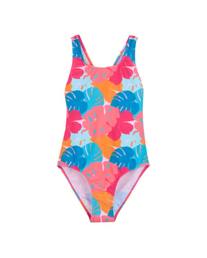 Regatta Girls Katrisse Tropical Leaves One Piece Swimsuit (Multicoloured)