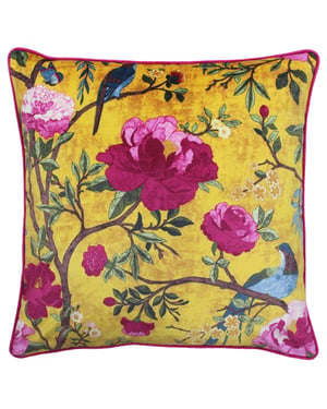 Paoletti Chinoiserie Piped Floral Cushion Cover