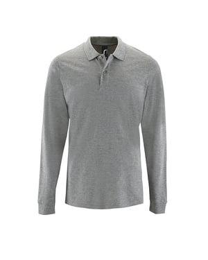 SOLS Mens Perfect Long Sleeve Pique Polo Shirt (Grey Marl)