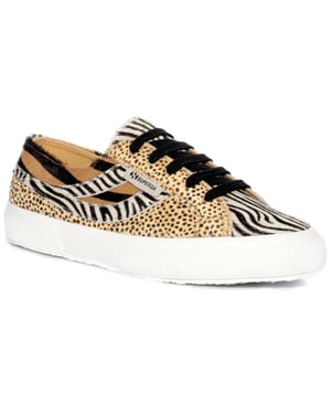 Superga Womens/Ladies 2953 Cotu Animal Print Cowhide Leather Trainers (Brown/Black/White)