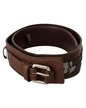 Costume National Women's Brown Leather Silver Buckle Belt