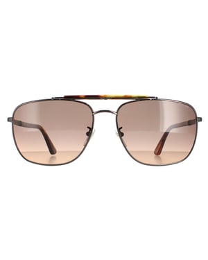 Police Aviator Mens Shiny Gunmetal Matte Smoke Gradient Orange SPLD43 Origins 44