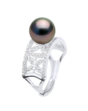 Ring Sieraden - Echte Cultured Tahiti Parel Rond 9-10 mm