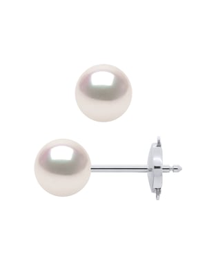 DIADEMA - Earrings - White Gold and Japanese Akoya Cultured Pearl - White