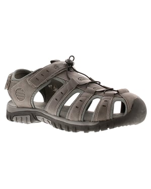Mens Walking Sandals Stone Closed Toe Fisherman Touch Fasten Toggle Grey