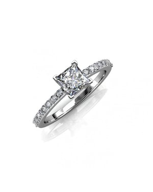 Enkel fyrkantig ring - silver och kristall