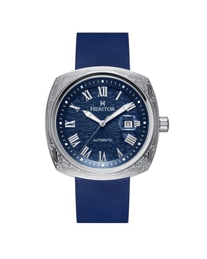 Heritor Automatic Davenport horloge met gegraveerde leren band en datum