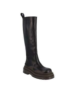 Bottega Veneta Dames Tire Knielaarzen In Zwart En Camping
