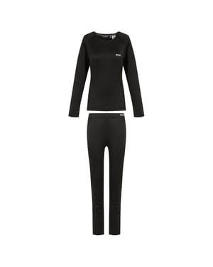 Regatta Womens/Ladies Plain Thermal Base Layer Set (Black)