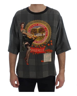 Dolce & Gabbana Men's Crewneck SANGUINELLA ITALIA Print Zijde T-shirt
