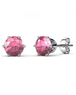 Födelsesten oktoberörhängen - silver och rosa
