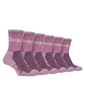 JEEP 6 paar katoenen ademende wandelsokken voor dames - Rose / Cream