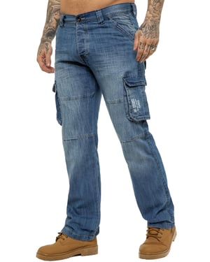 Enzo | heren Cargo Combat Jeans - Blauw