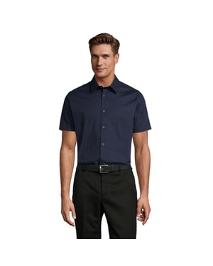 SOLS Heren Broadway Stretch Overhemd met Korte Mouwen (Donkerblauw)