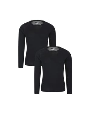 Mountain Warehouse Heren Merino Wol Base Layer Top (Set van 2) (Zwart)