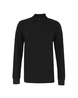 Asquith & Fox Mens Classic Fit Long Sleeved Polo Shirt (Black)