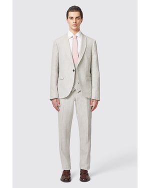Claremont Slim Fit Stone Linen Trousers