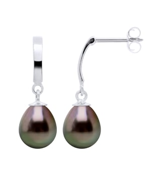 Half Hoop Tahitian Pearls Pears 8-9mm White Gold