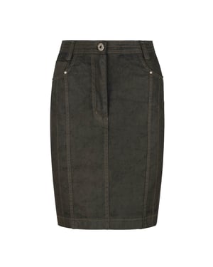 Khaki Denim stijl Rok met Stitching Detail