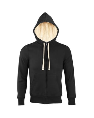 SOLS Sherpa Unisex Zip-Up Hooded Sweatshirt / Hoodie (Black)