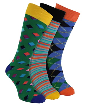 HS by Happy Socks - Heren 3-Pack Foute Fun Kousen - Diamant (Groen)